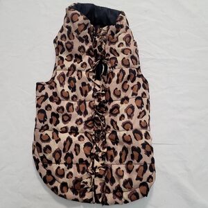 Leopard Print Puffer Vest, Size S